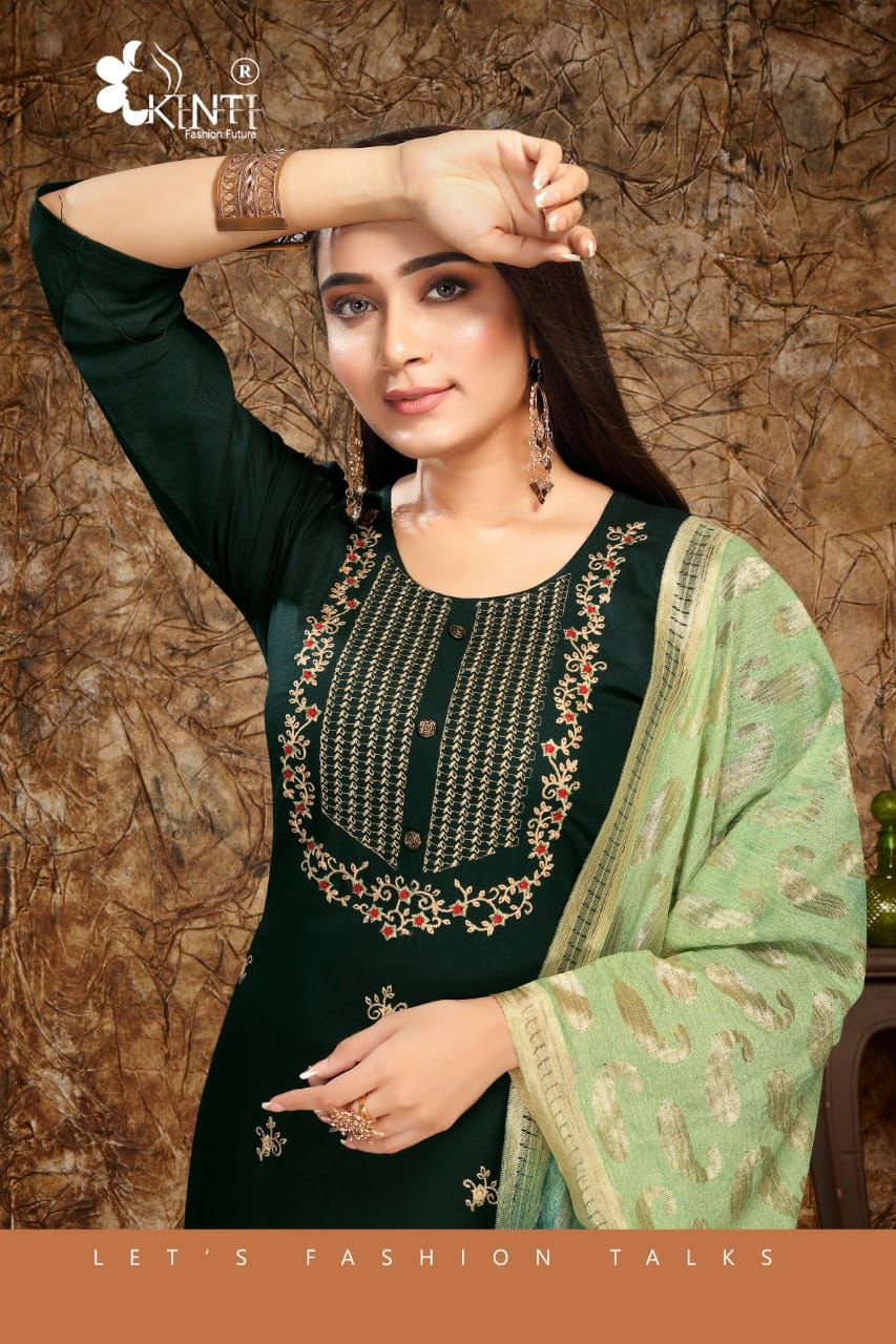 Kinti Miss India Festive Wear Rayon Top Pent And Dupatta Ready Made Collection
