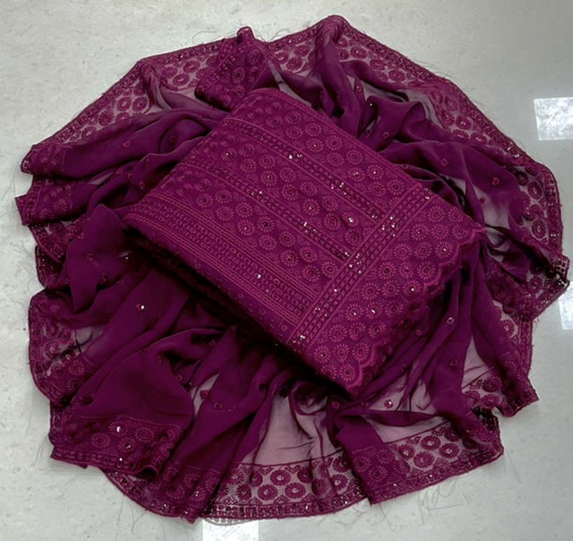 Pushpa 2 New Exclusive Wear Georgette Heavy Work Dress Material Collection