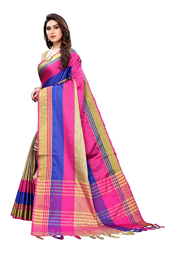 Dhruvi Color Block Fashion Cotton Silk Saree Catalog