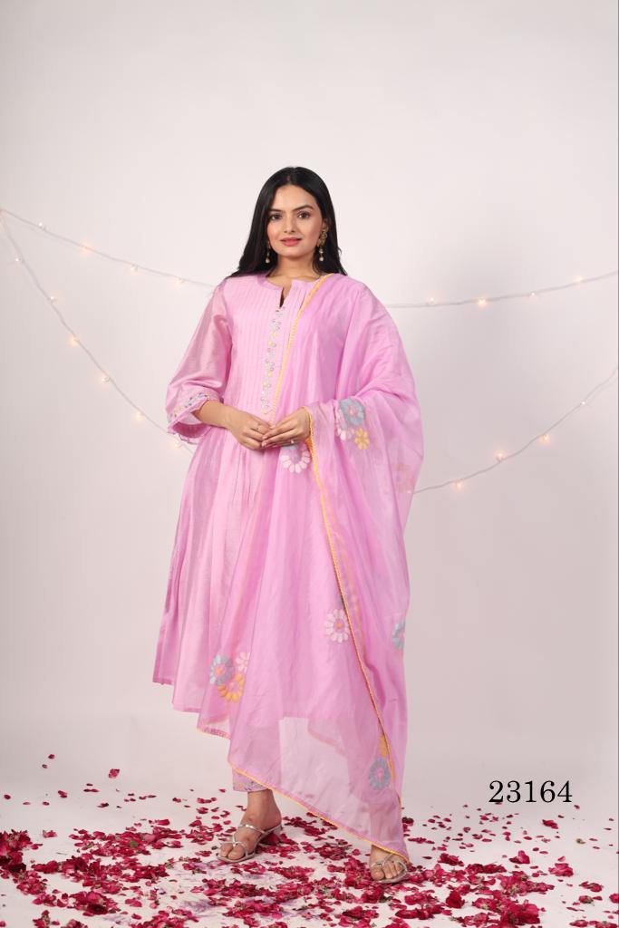 Indira 23164 Chanderi Viscose Kurti With Bottom Dupatta Catalog
