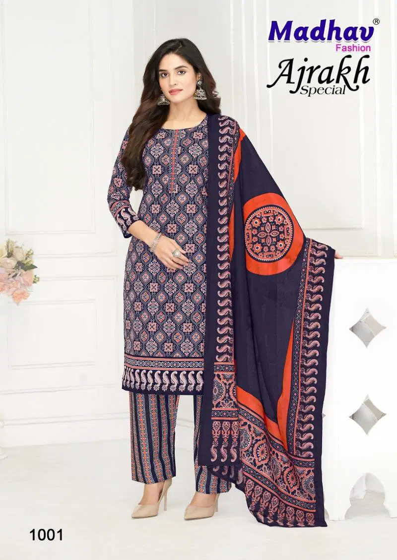Ajrakh Special By Madhav Cotton Printed Surat Dress Material Wholesale Market