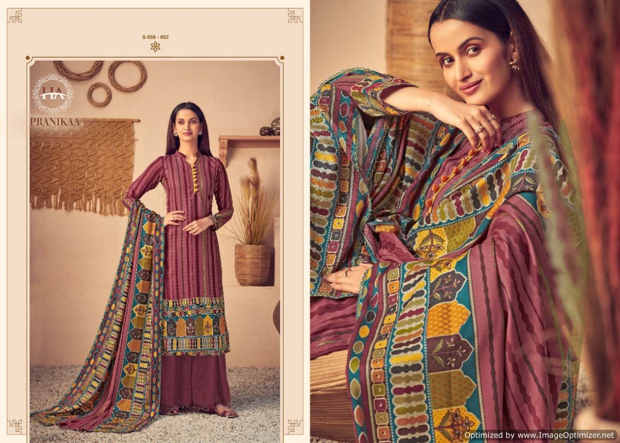Harshit Pranikaa Latest Designer Printed Pashmina Dress Material Collection With Pure Wool Pashmina Print Four Side Lace Dupatta 