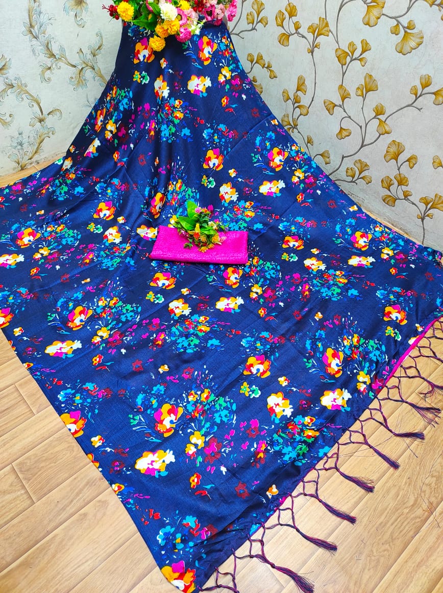 LAXMI PRIYA JOSHA VOL-1 Latest Designer Regular Wear Silk With Full Jomtrical Flower Test Printed  Saree Collection