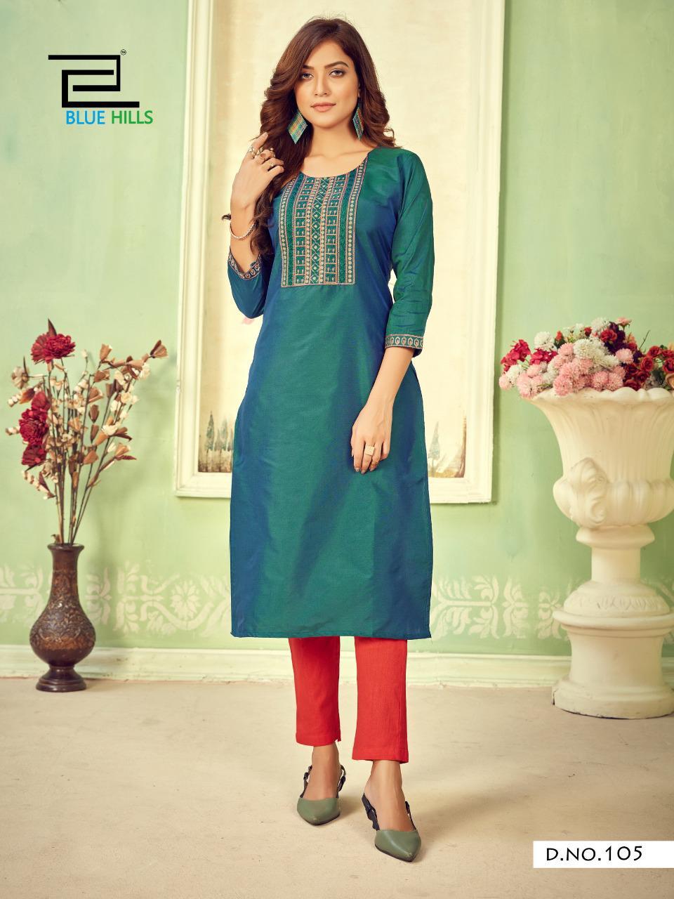 BLUE HILLS SOLID VOL 3 Ethnic Wear Cotton tapeta neck Embroidery Kurti