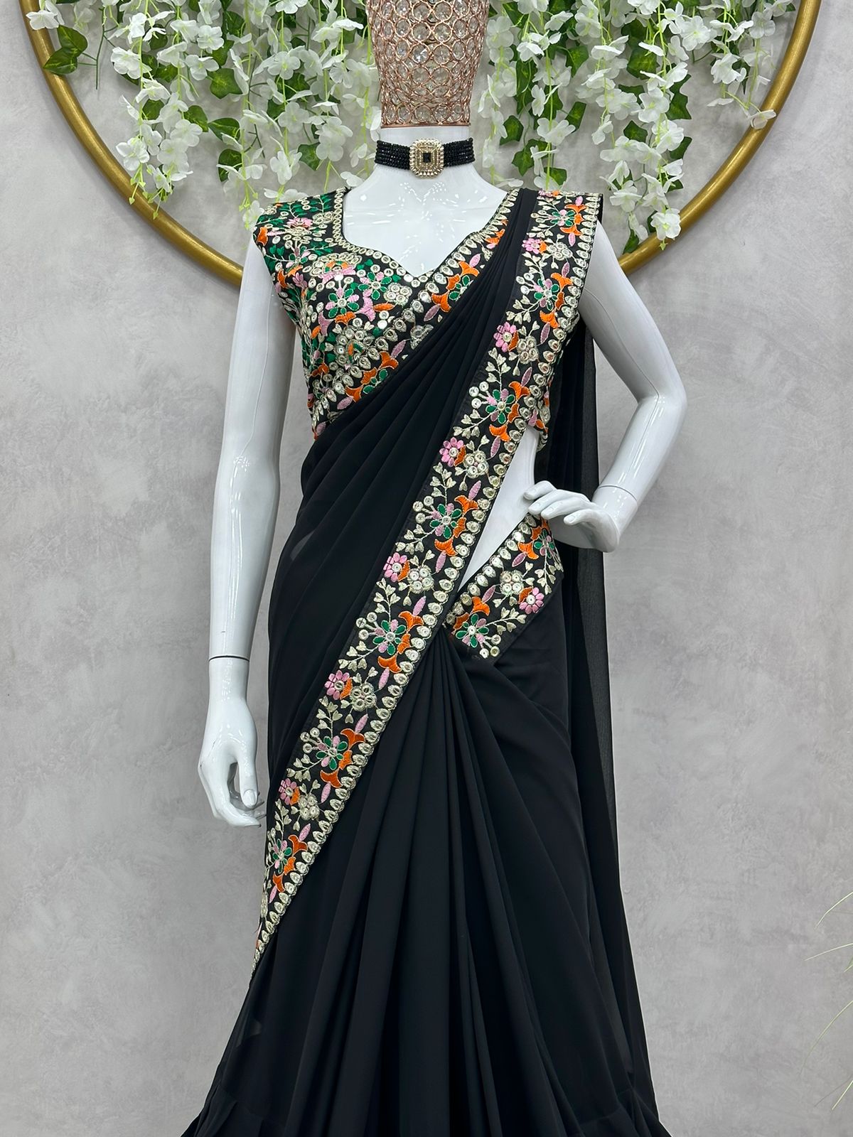 Samantha By Krishi Georgette Readymade Party Wear Sarees