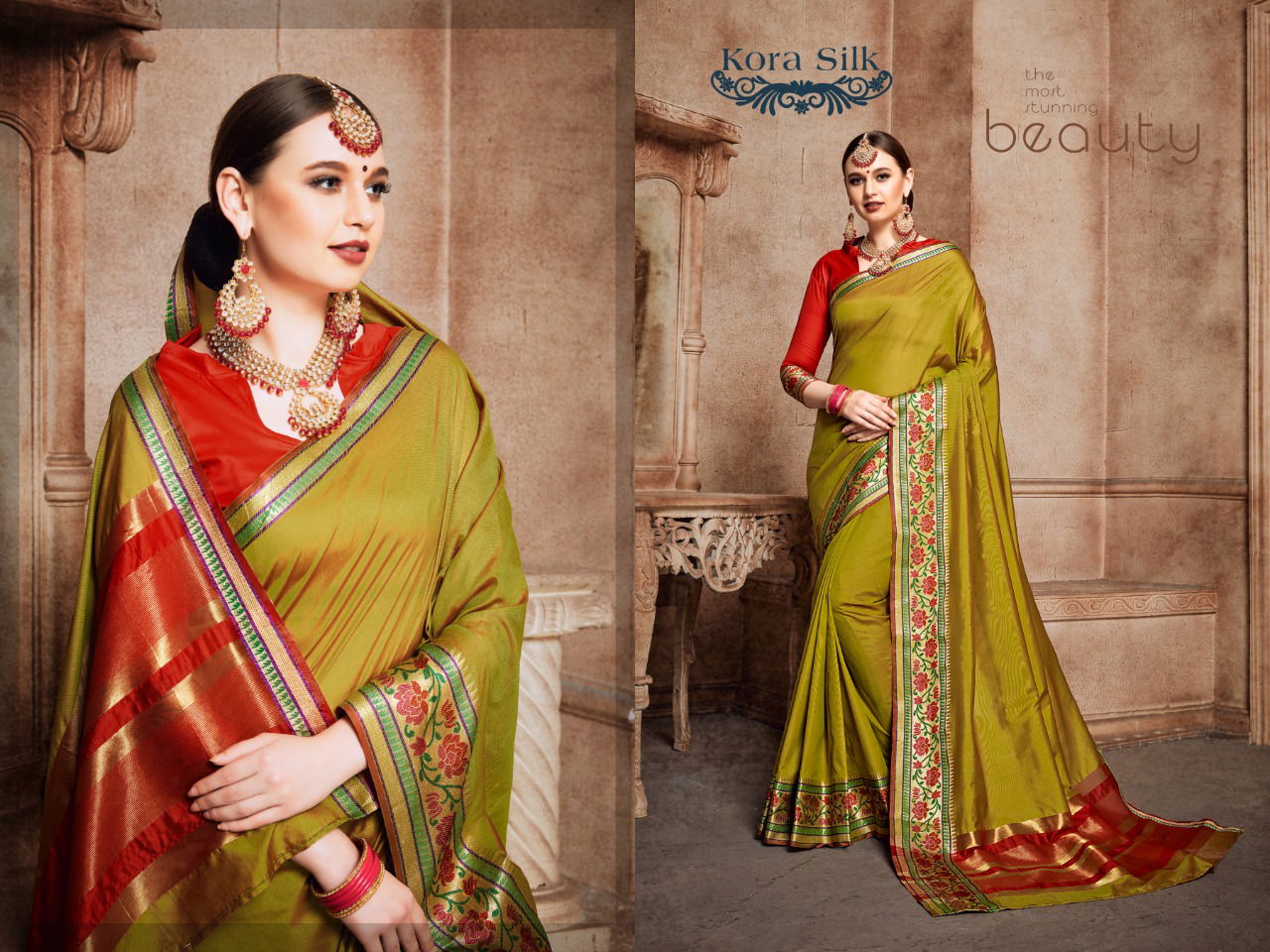 Kora Silk Latest Designer Party Wear Festive Wear Silk Saree Collection 