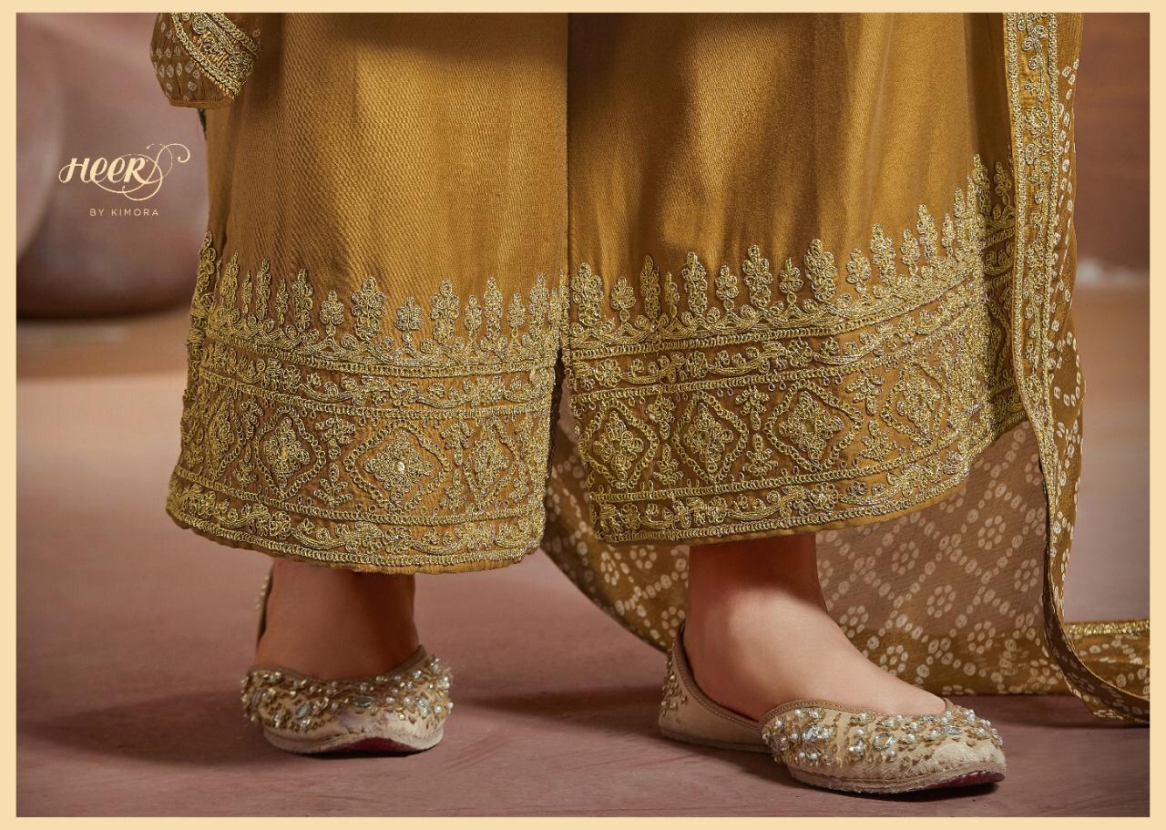 KIMORA BANDHANI Latest Fancy Festive Wear Pure Silk With Digital Print And Embroidery Work Top With Four Side Work Dupatta Salwar Suit Collection