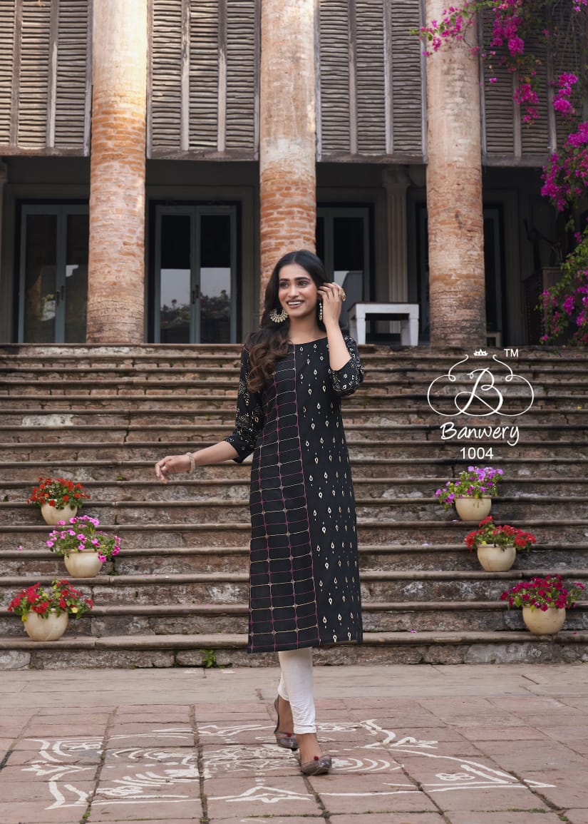 Banwery Colourbar Latest Fancy Heavy Foil Print Ethnic Wear Designer Kurtis Collection
