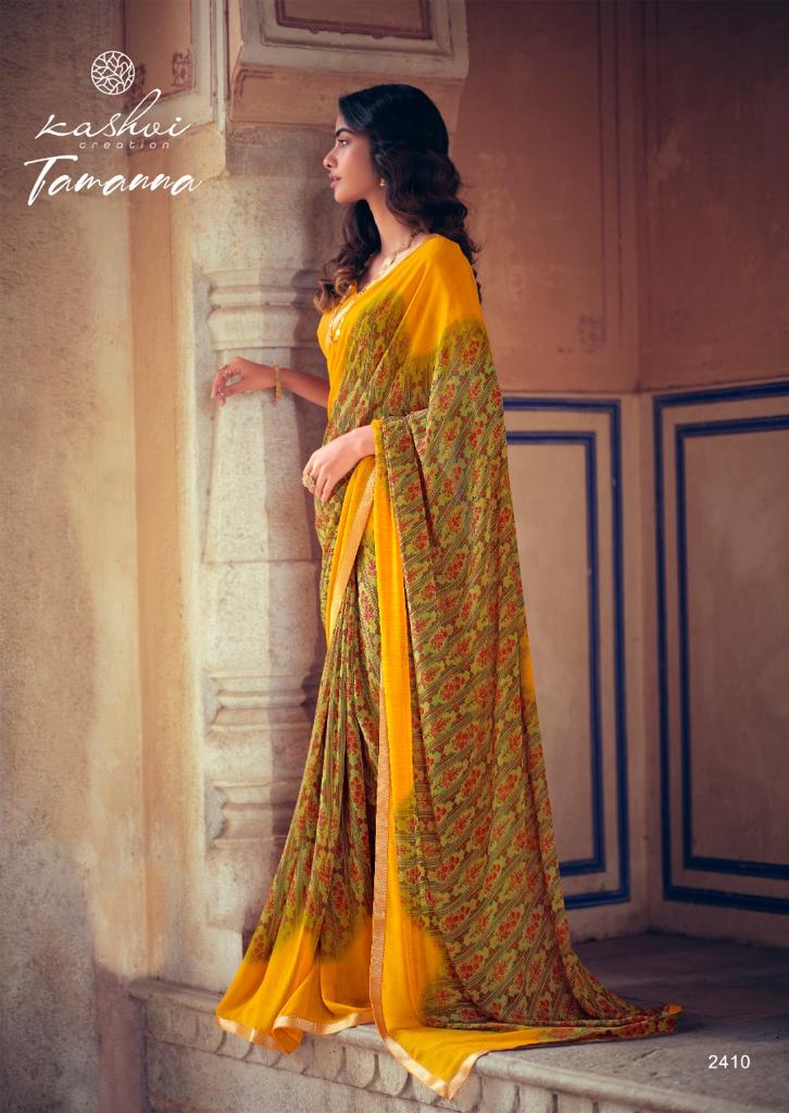 Kashvi Tamanna Silk Latest Fancy Designer Casual Wear Printed Weightless With Border Saree Collection
