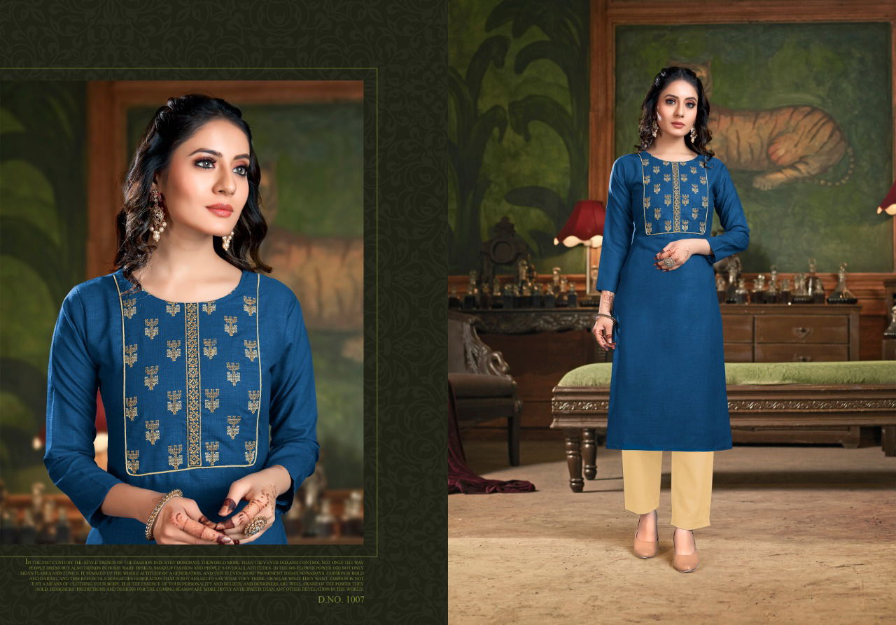 Nitisha Gangour latest fancy Designer regular wear Cotton Embroidery Kurti With Bottom Collection
