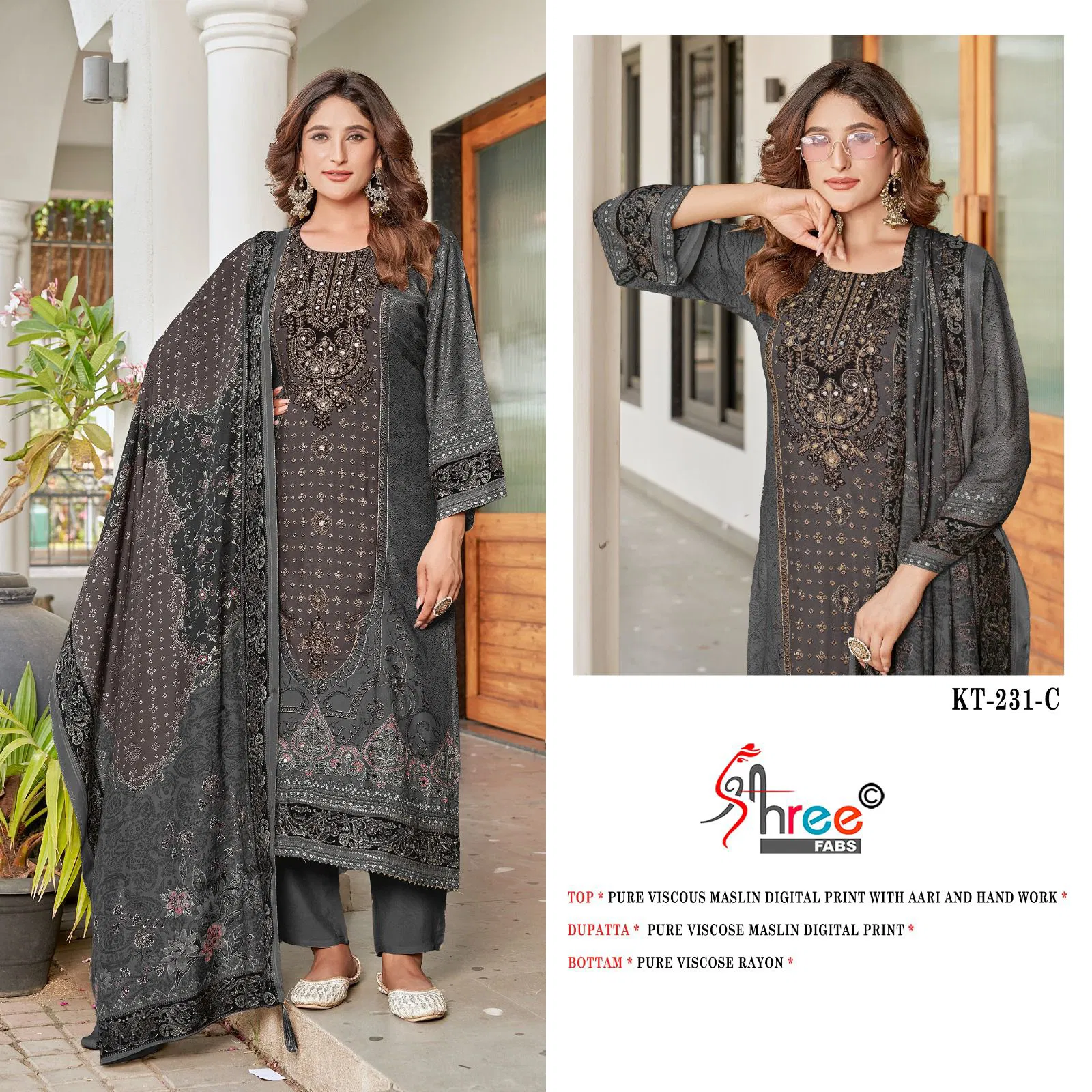 Kt 231 By Shree Viscose Maslin Digital Printed Salwar Suits Orders In India
