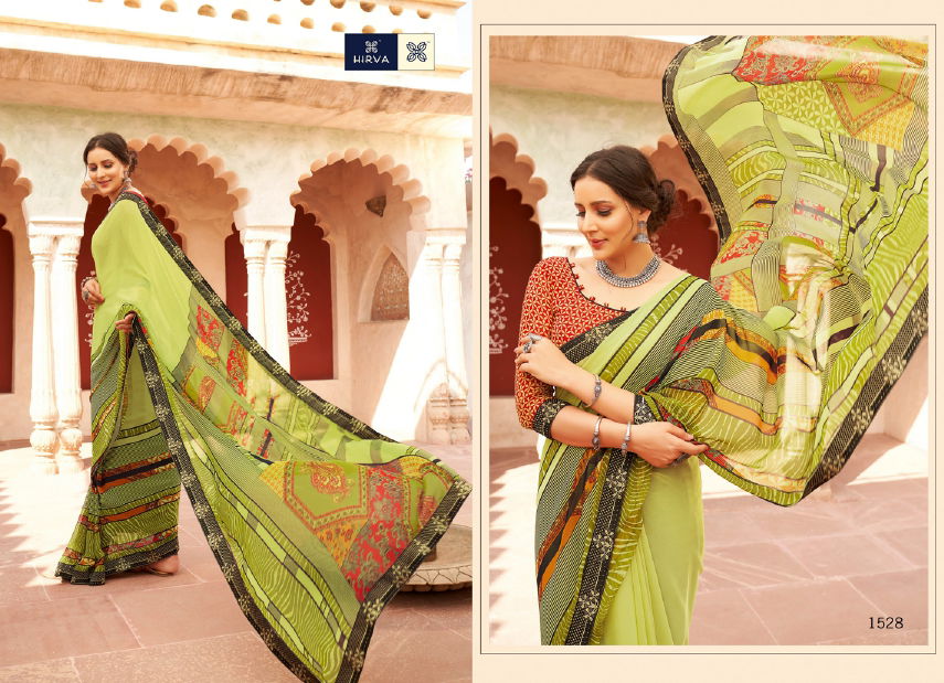 Hirva Sondariya 2 Exclusive Regular Wear Designer Lace Georgette Digital Festive Wear Sarees Collection 