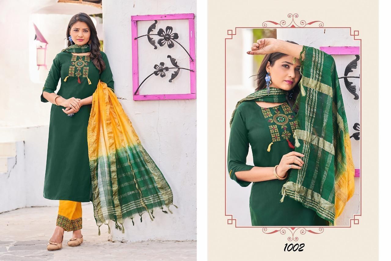 Kites Vol 3 1001 To 1008 Series Bulk Kurti With Bottom Dupatta Orders in India