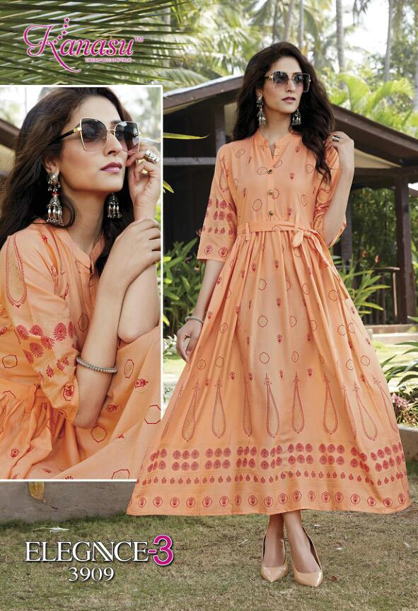 Kanasu Elegance 3 Latest Fancy Designer Heavy Casual Wear Rayon Gold Printed Stylish Kurti Collection
