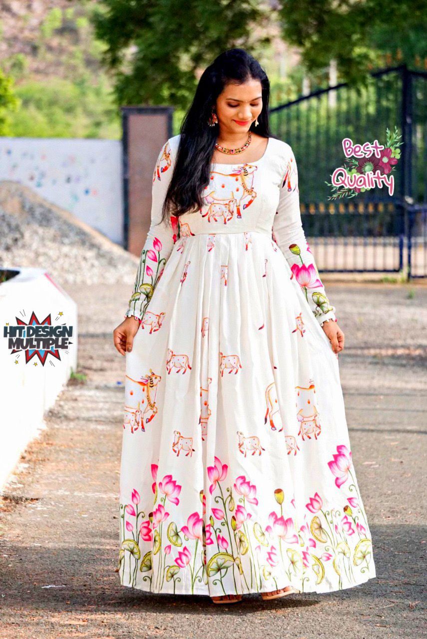 Cow Maxi By Bhargavi Georgette Printed Gown Catalog