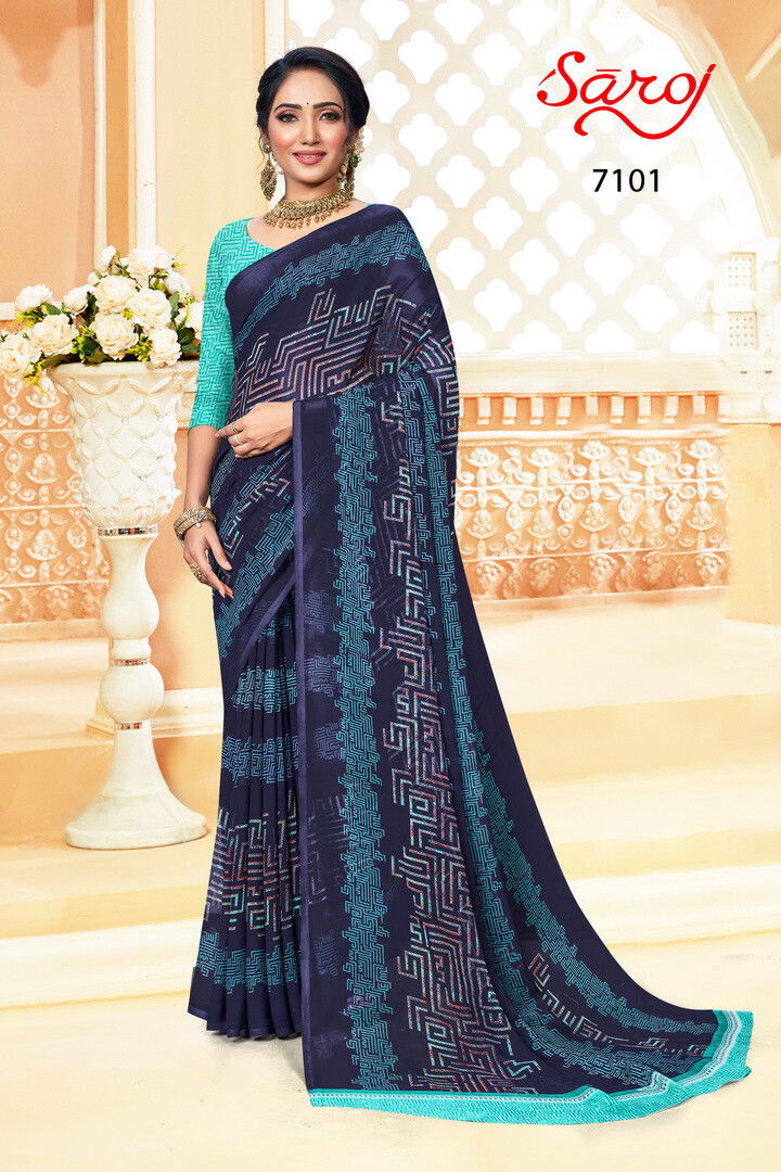 Saroj Spring Georgette 2 Fancy Regular Wear Georgette Saree Collection