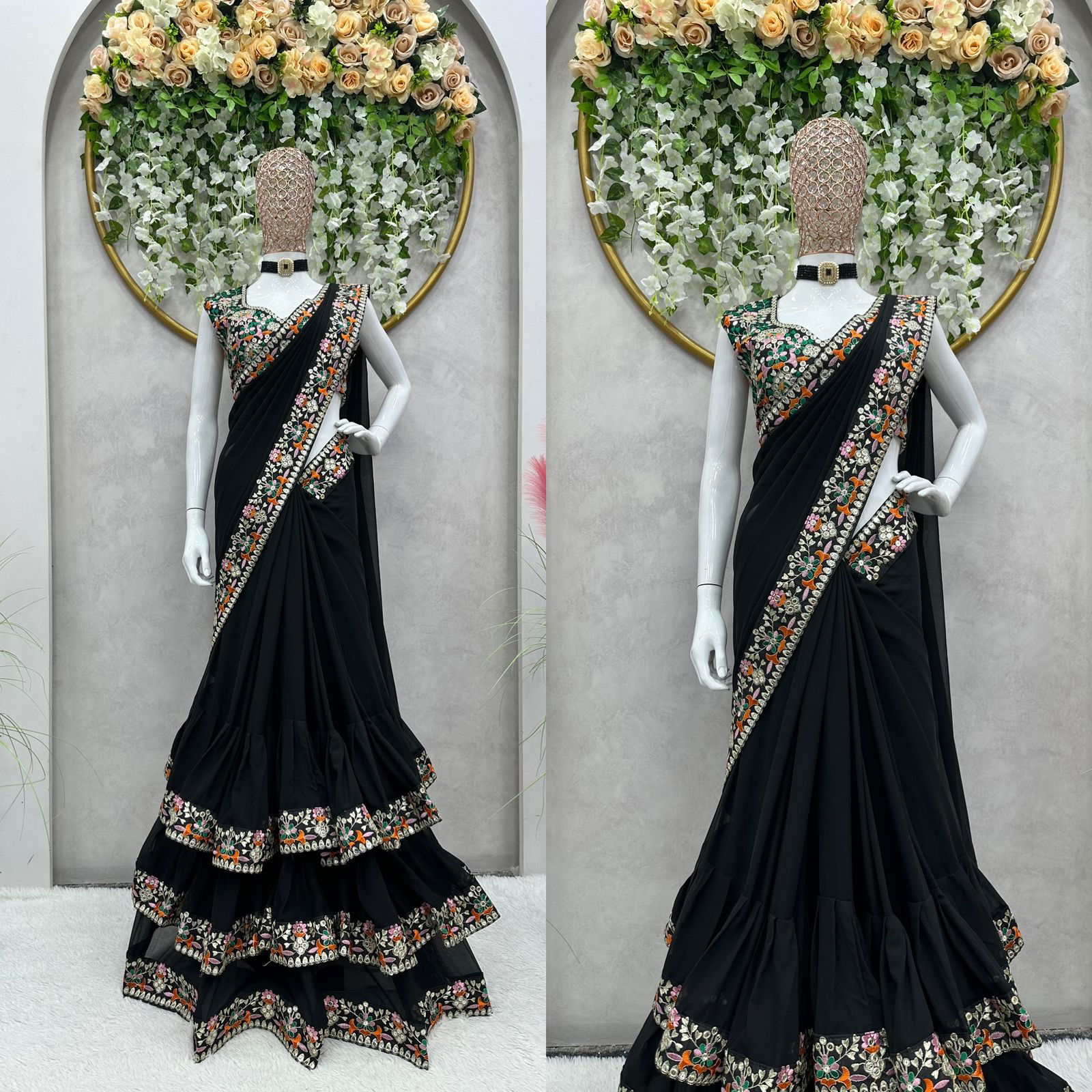Samantha By Krishi Georgette Readymade Party Wear Sarees
