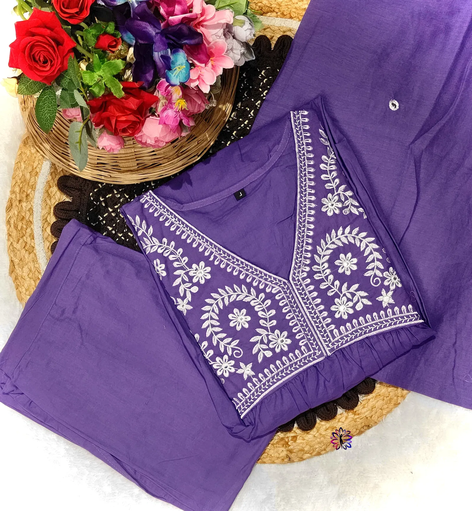 KF Premium Cotton Kalaai Embroidery Kurti With Bottom Dupatta Orders In India
