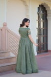 KA 1170 Silver Crunchy mbroidered Koti Designer Gown Orders In India
