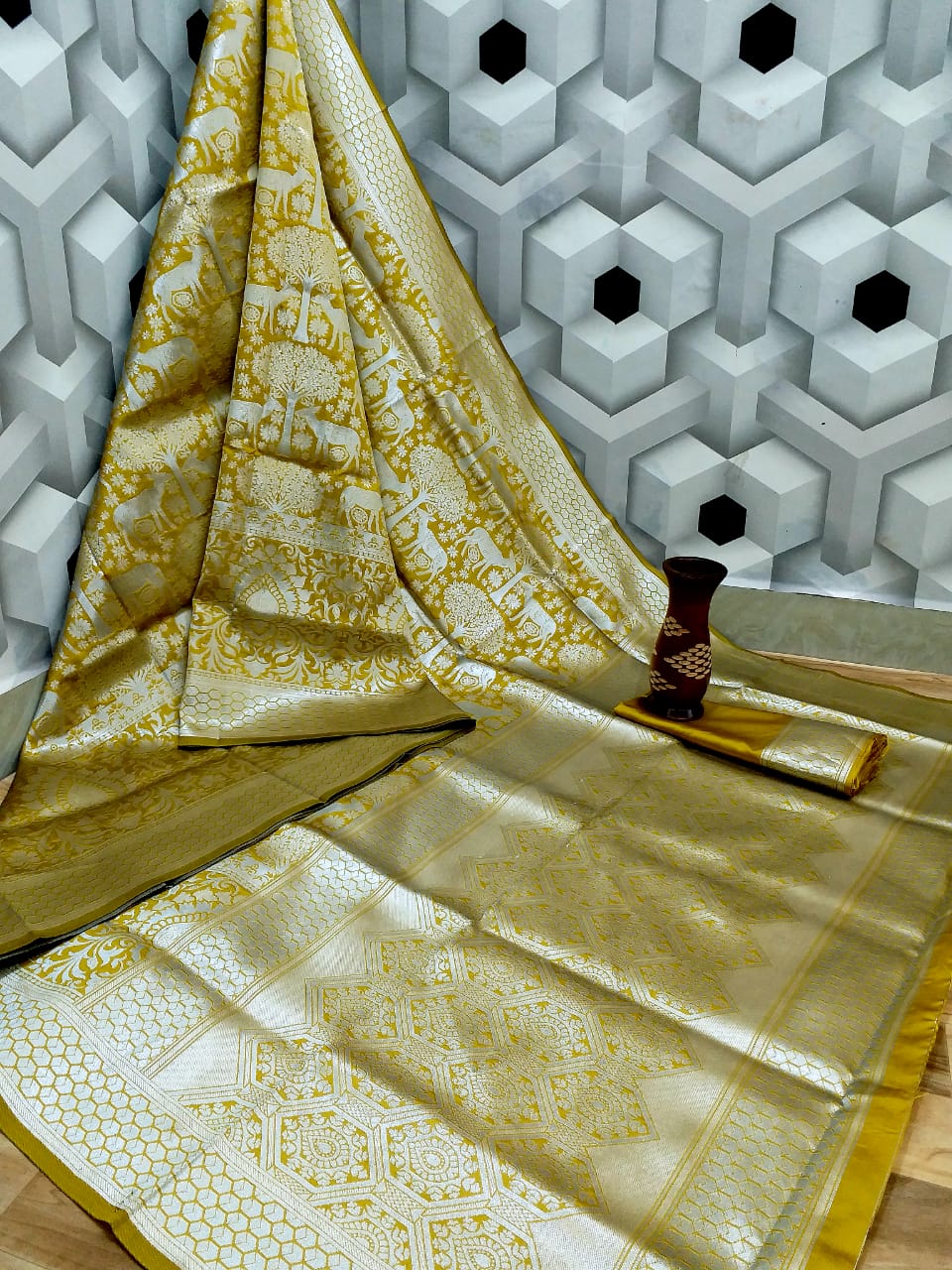 Latest Designer Wedding Wear Party Wear Silver Heavy Designer Printed Kanjivaram Saree Collection 