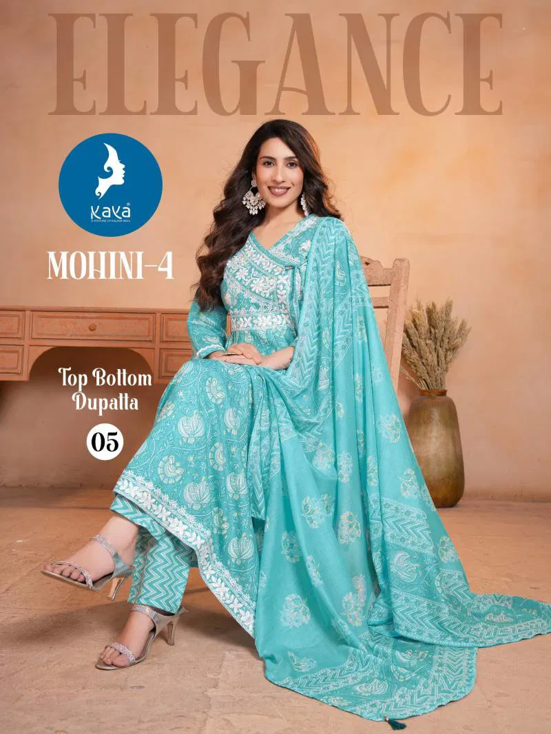 Mohini 4 By Kaya Cotton Printed Kurti Pant With Dupatta Wholesale Clothing Distributors In India
