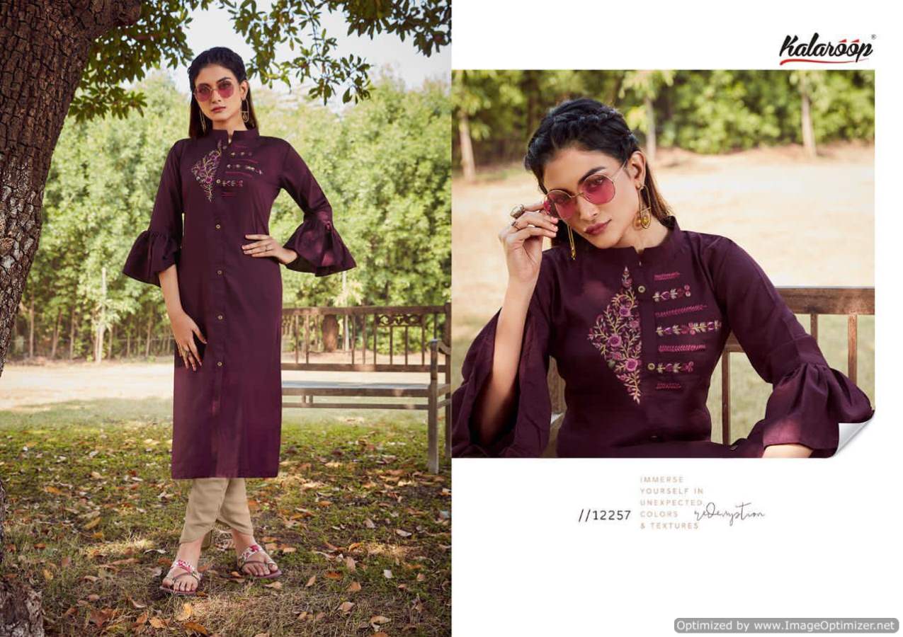 Kalaroop Floriana Latest Designer Lining Silk With Fancy Handwork Party Wear Kurti With Plazzo Collection 