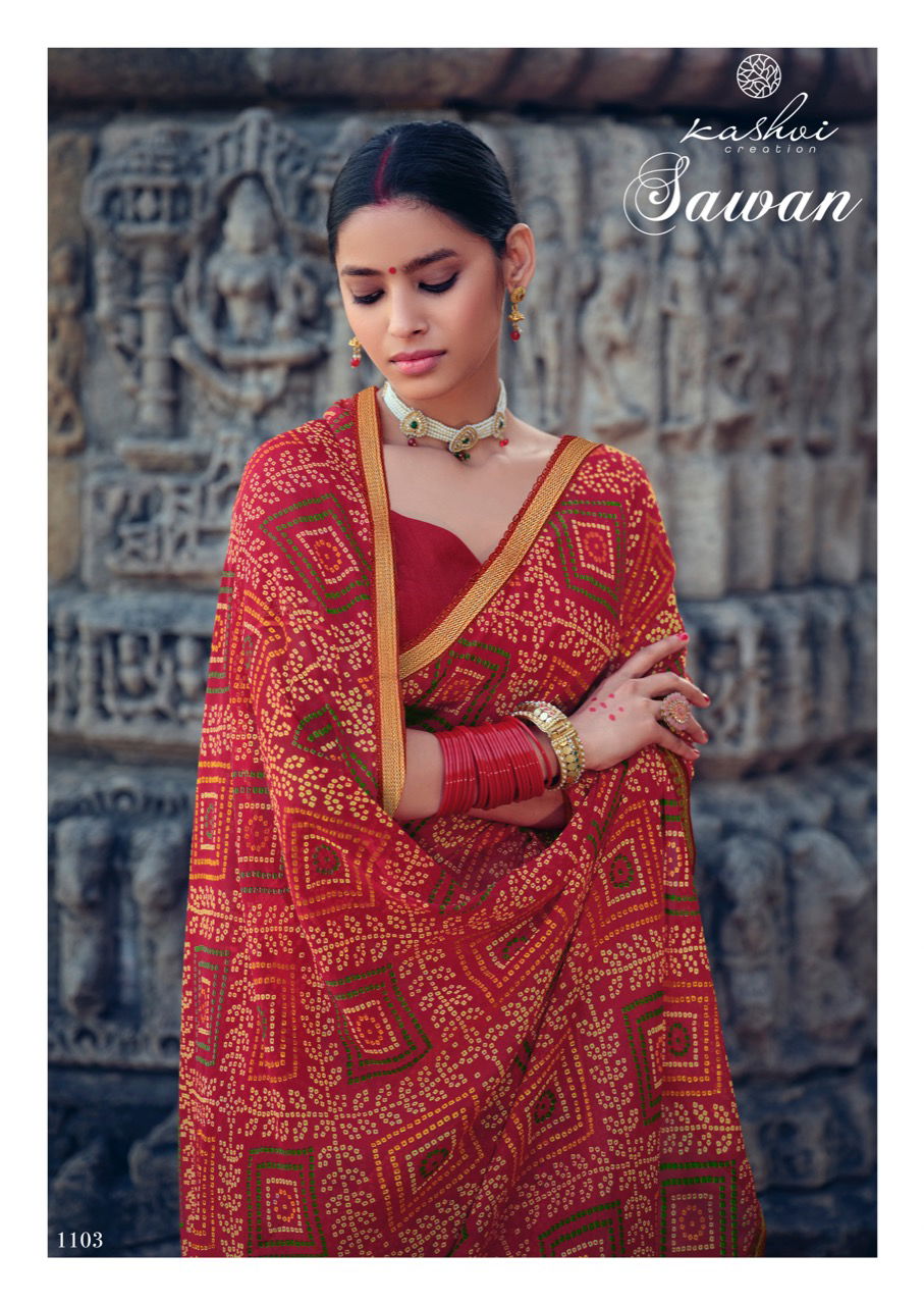 Kashvi Sawan Silk Casual Wear Printed Designer Saree Collection
