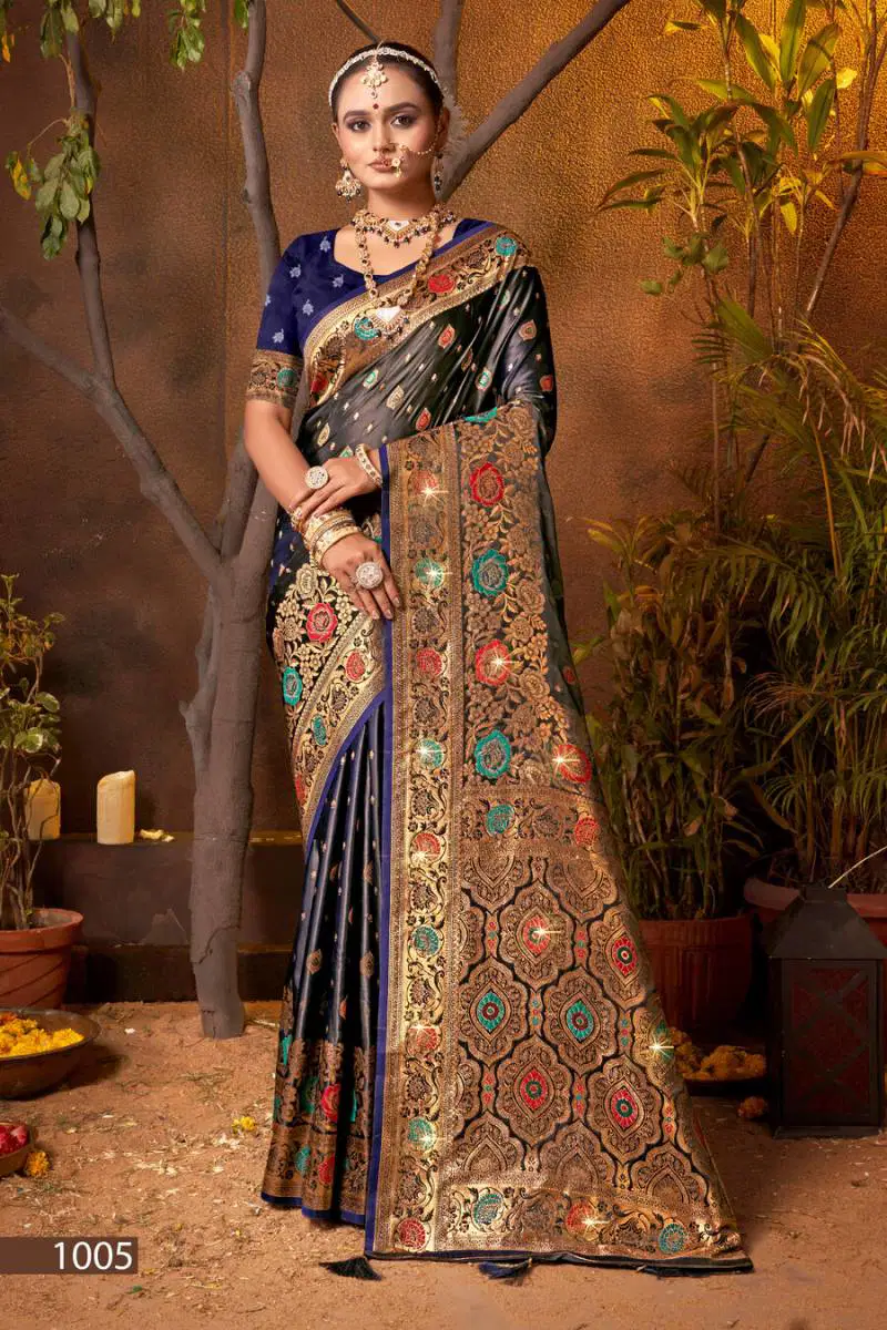 English Satin Saroski Vol 1 By Saroj Wedding Wear Silk Saree Suppliers In India