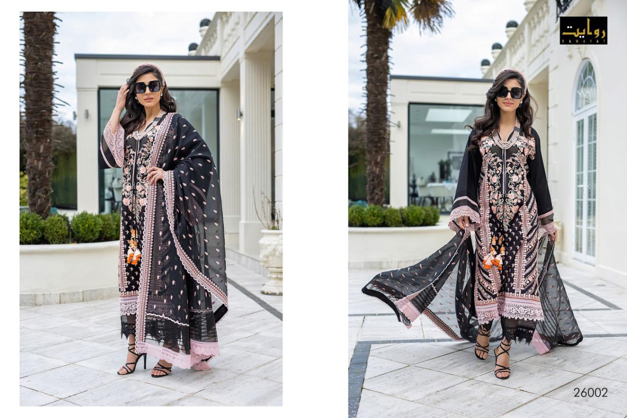 Rawayat Rani Saheba Lawn Collection 21 Fancy Festive Wear Pure Cotton Embroidered Pakistani Salwar Suits Collection
