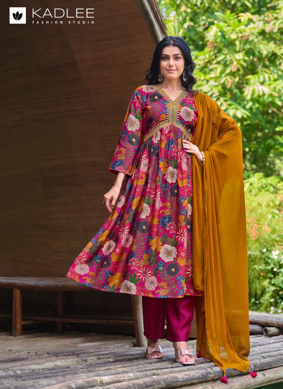 Mahiya By Kadlee Printed Alia Cut Kurti With Bottom Dupatta
