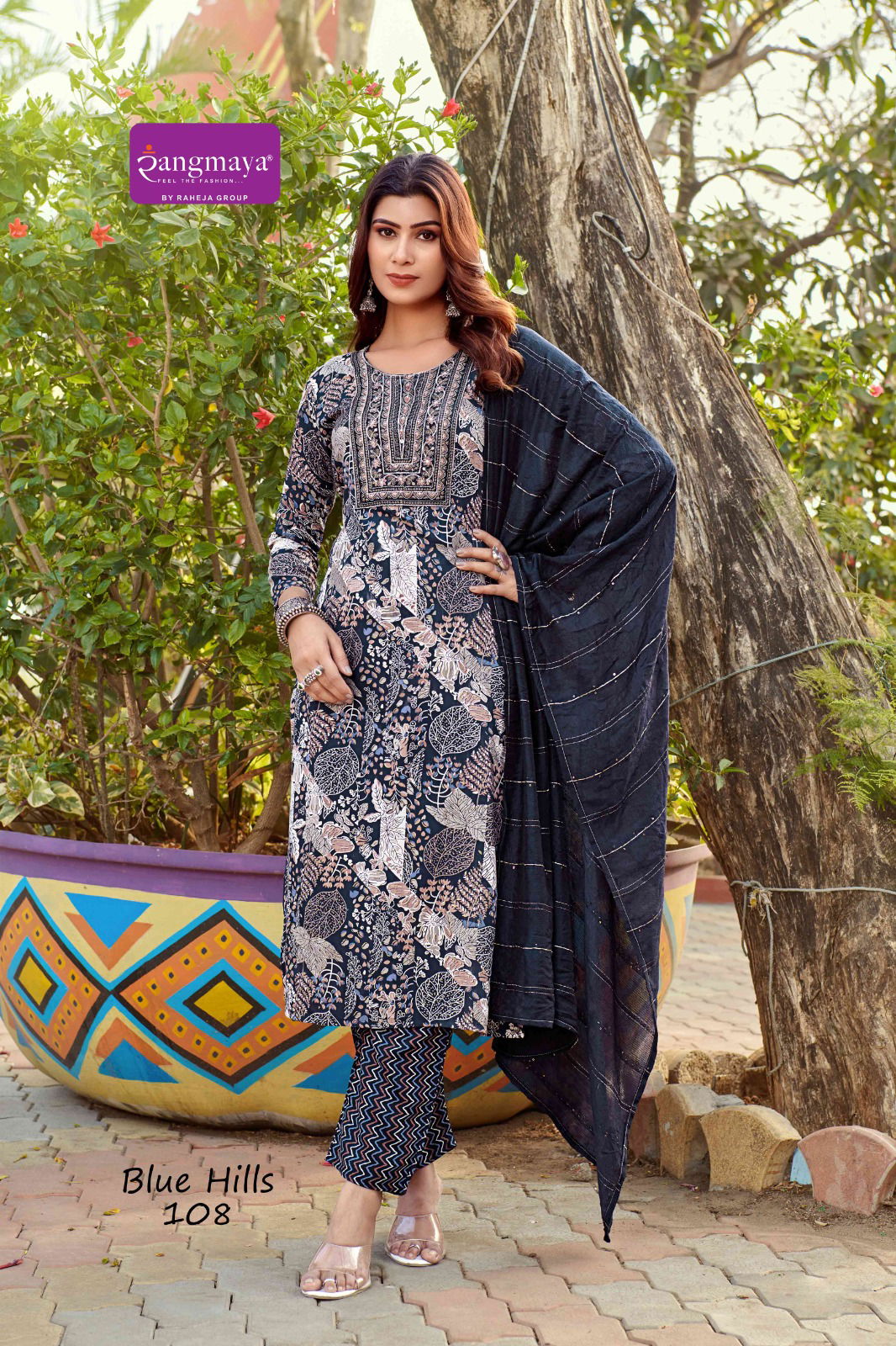 Blue Hills By Rangmaya Rayon Kurti With Bottom Dupatta Suppliers In India