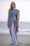 Kz Stripe Cotton Saree 1 Maslin Cotton Digital Geometric Stripe Printed Saree Exporters In India