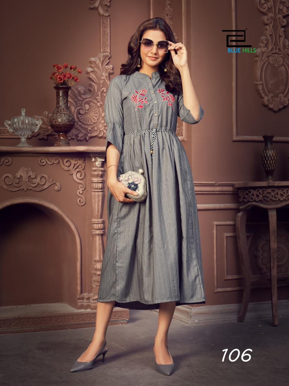 Blue Hills Lotus 1 Latest Fancy Designer Festive Wear Chinon Designer Heavy Kurtis Collection
