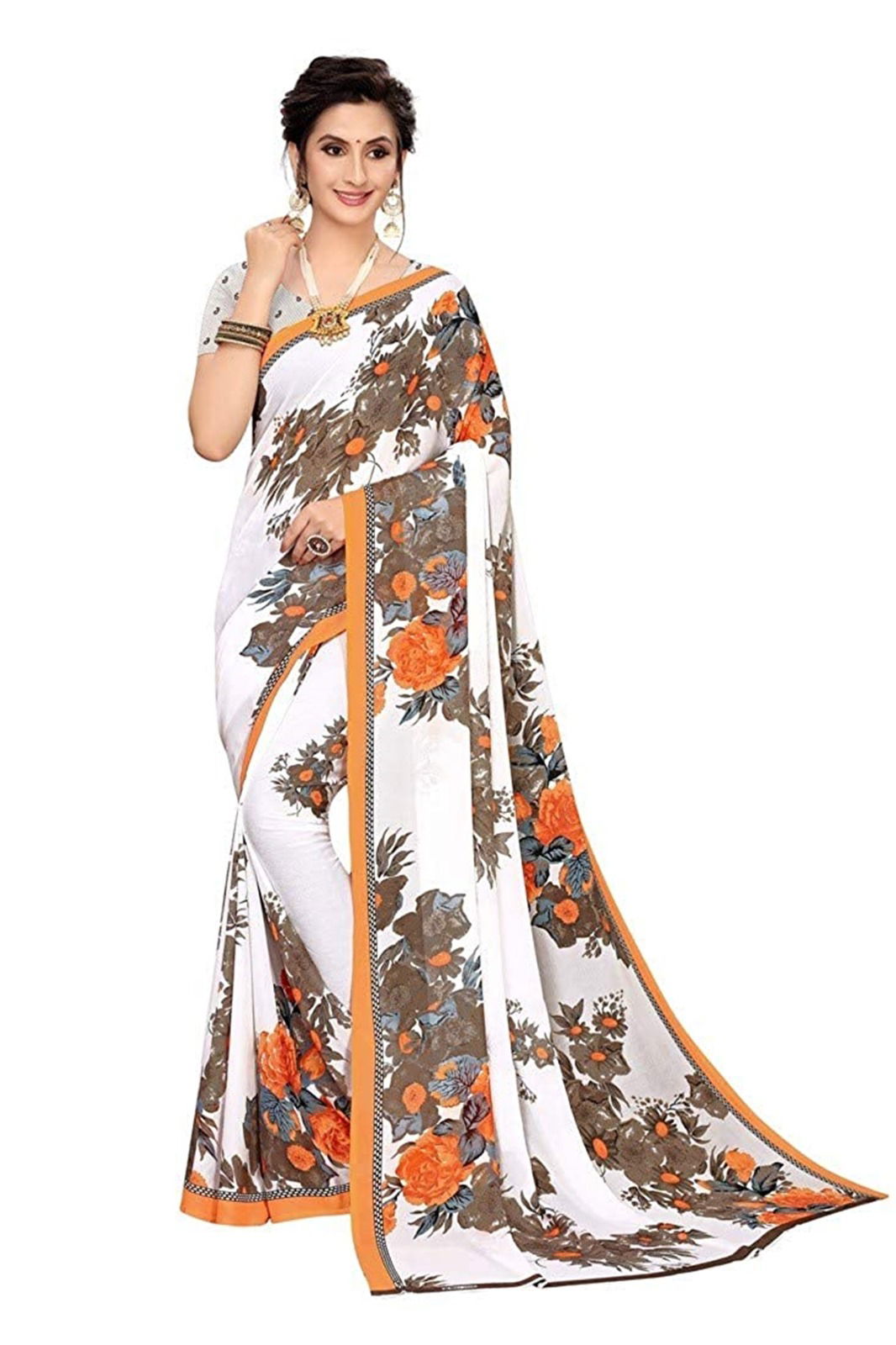 Dhruvi Floral Print Daily Wear Georgette Sarees Catalog