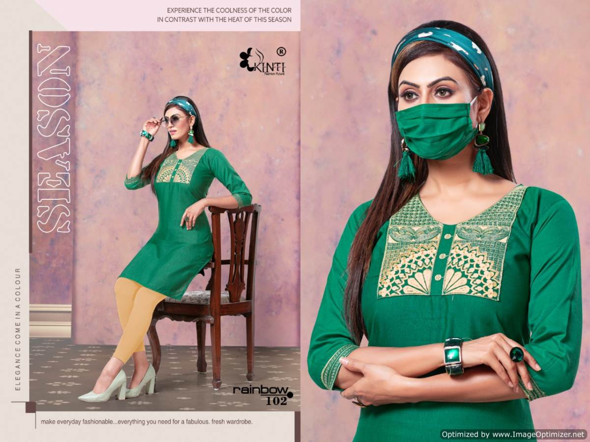 Kinti Rainbow Latest Exclusive Collection Of Designer Short Kurtis With Embroidery Work 