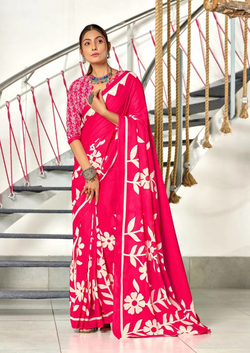 Df Kesariya Cotton With Hand Block Print Saree Bulk Orders In India