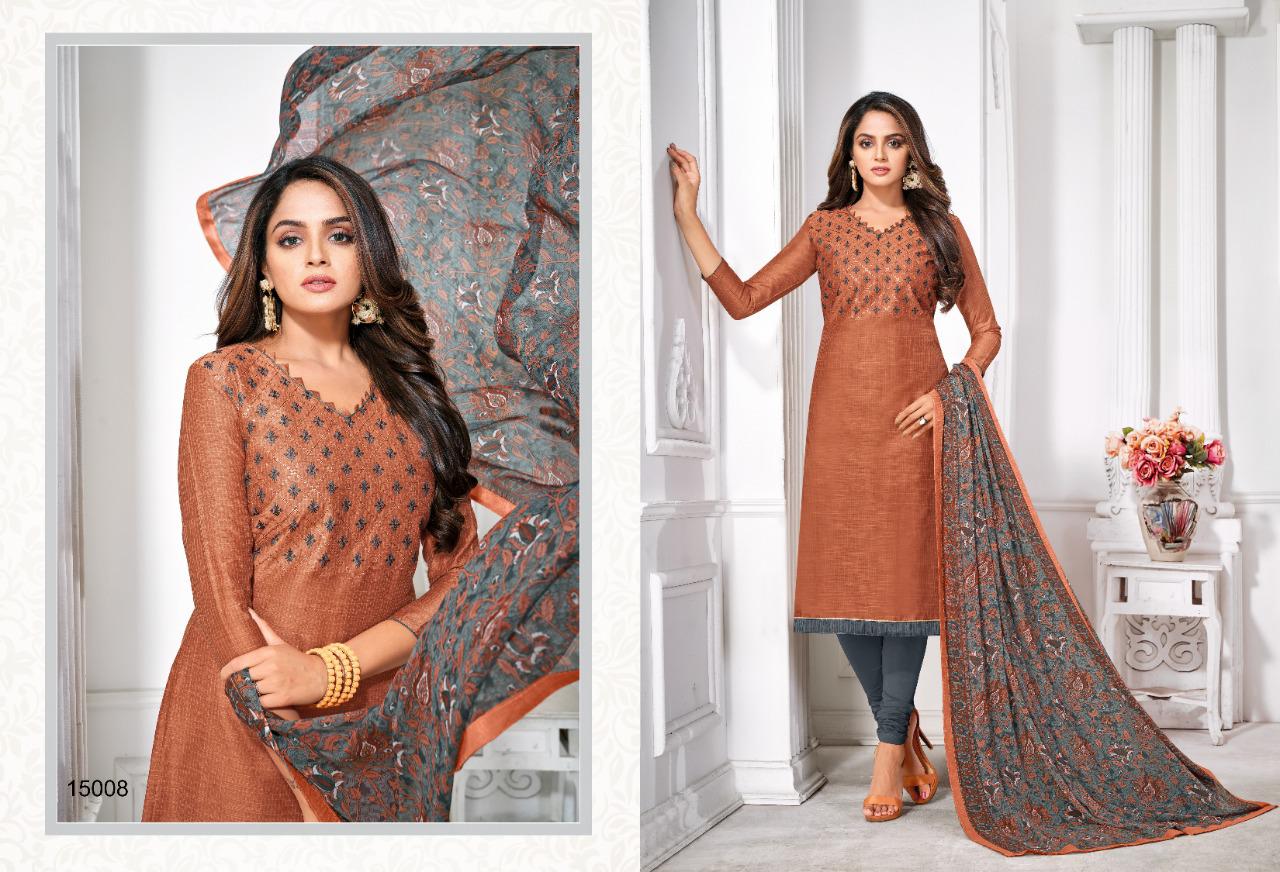 Autogragh 15 Casual Wear Slub Lining Embroidery Work Designer Churidar Dress Material Collection
