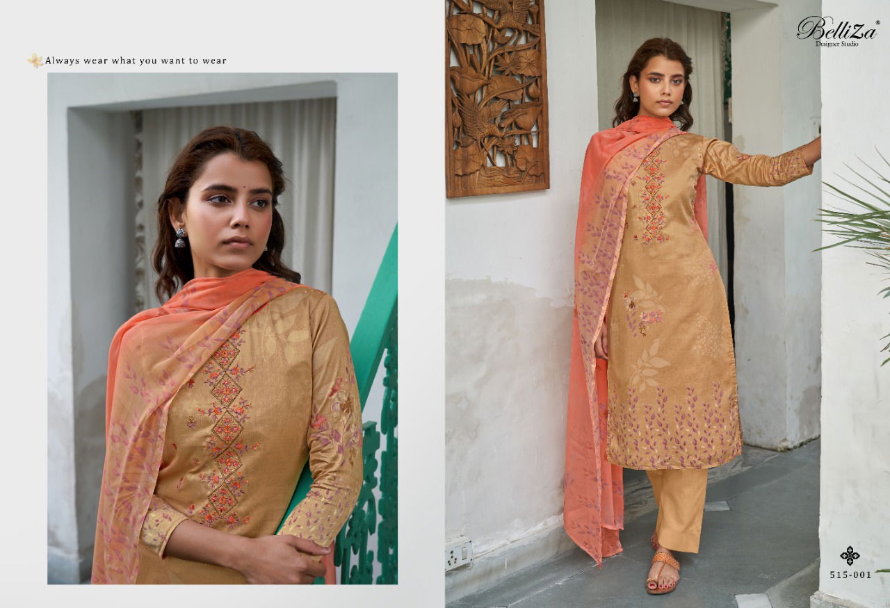 Belliza Ehsaas Casual Wear Pure Jam Cotton Printed And Heavy Embroidery Designer Dress Material Collection
