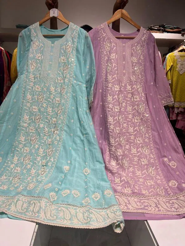 Chikankari By Psyna Cotton Anarkali Readymade  Suits Wholesale In India