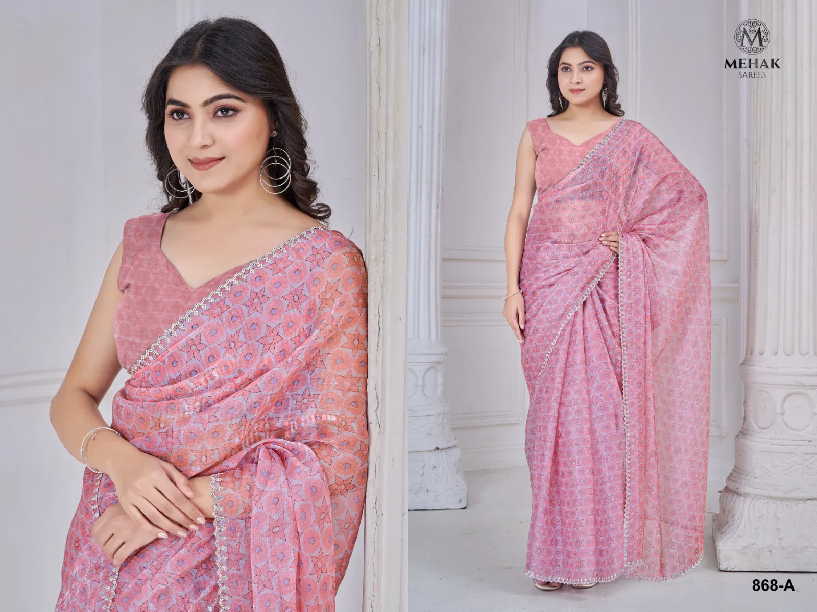 Mehek 868 A To C Silk Organza Embroidery Designer Saree Orders In India