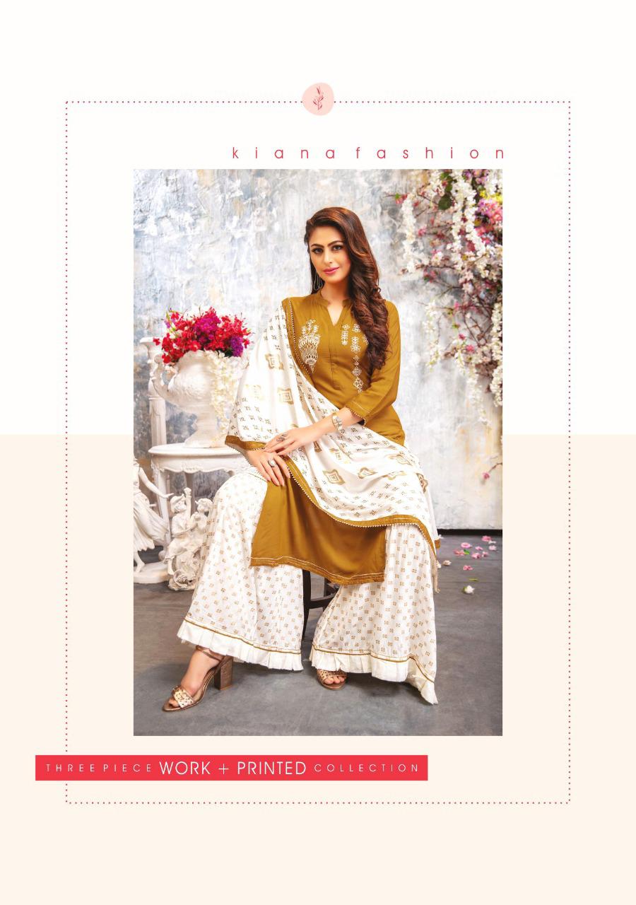 KIANA AITBAAR VOL-3 Latest Designer Fancy Festive Wear Rayon Top With Embroidery Work And Gold Print Readymade Salwar Suit Collection