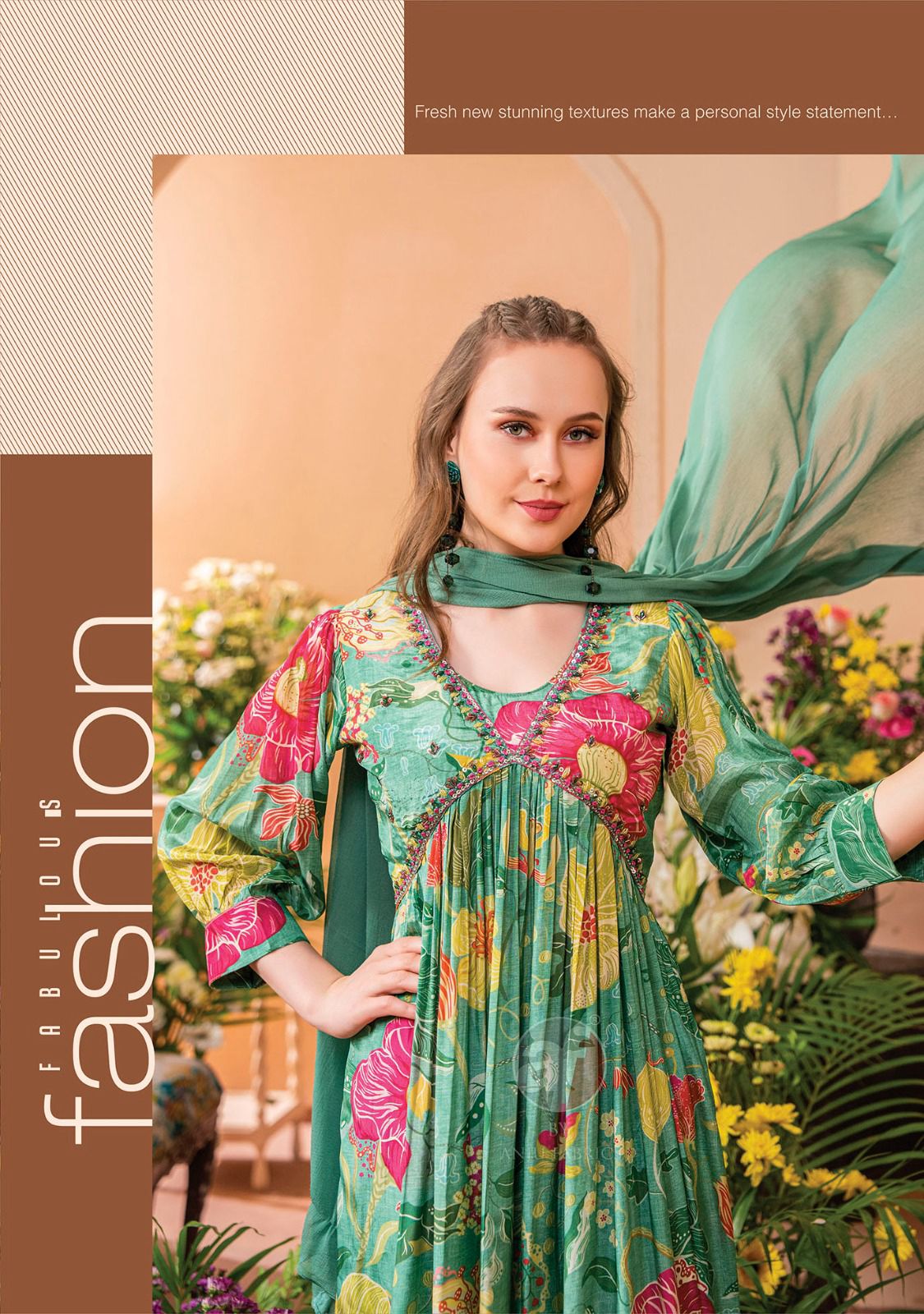 Geet By Anju Fabric Afghani Alia Cut Kurti Bottom With Dupatta
