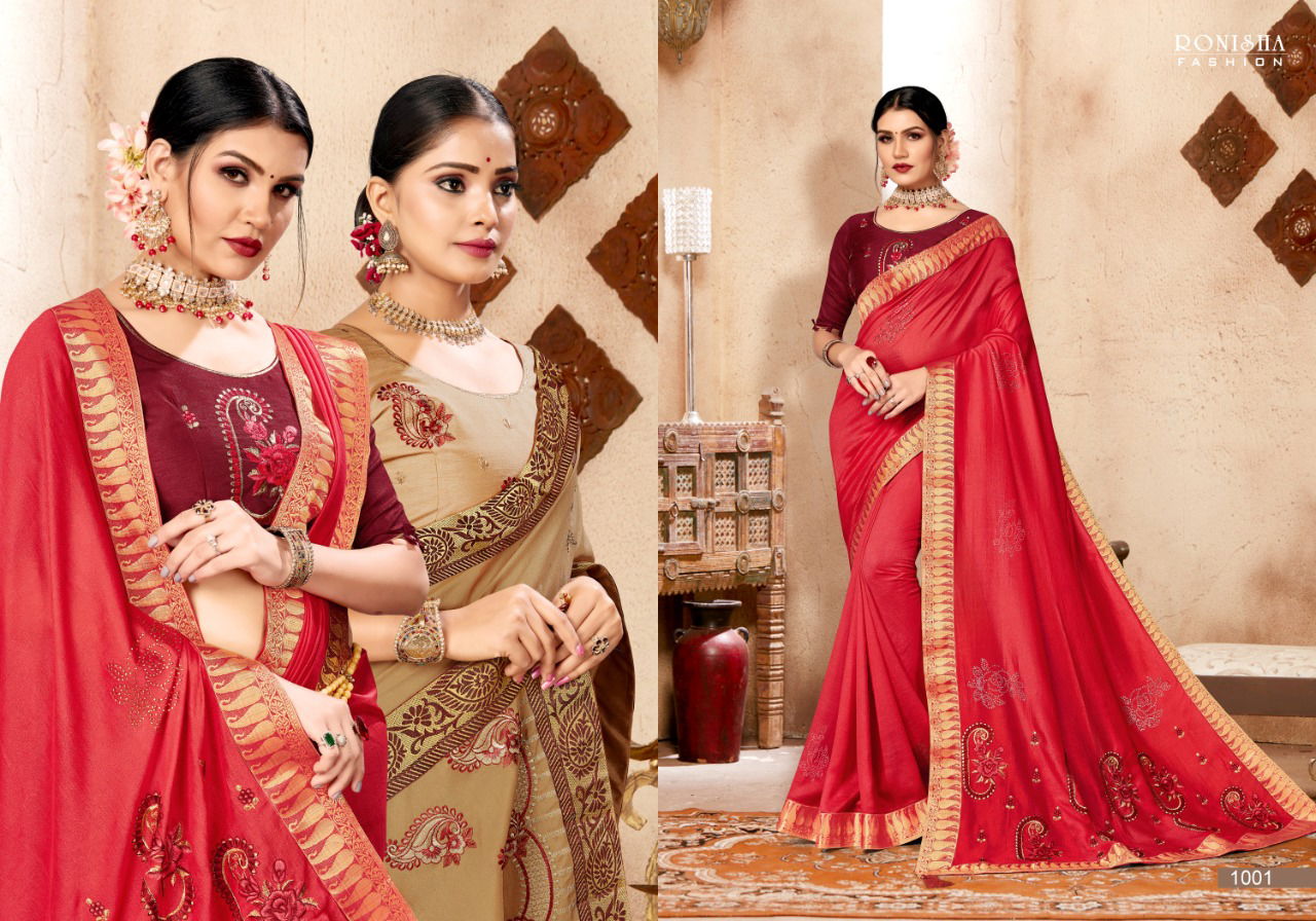 Ronisha Kavira Latest Designer Festive And Wedding Wear Exclusive Vichitra Silk Saree Collection