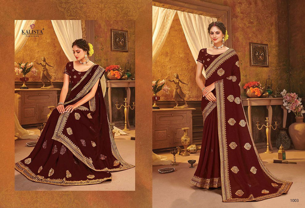 Kalista Shivalika Latest Fancy Festive Wear vichitra silk Embroidery Worked Sarees Collection
