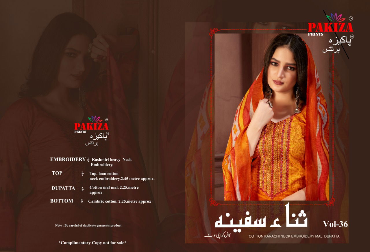 Pakiza Sana Safinaz Vol 36 Latest Designer Karachi Cotton Dress Material Collection
