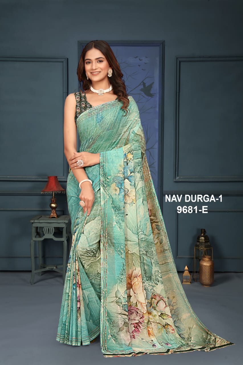 Nav Durga 1 By NP Weightless Printed Saree Suppliers In India