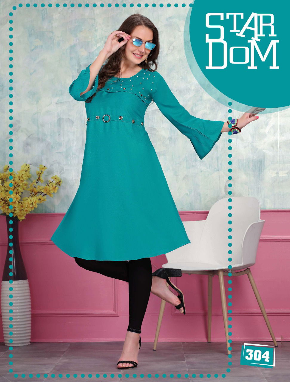 Natasha Latest Fancy Casual Wear Rayon Wear Moti Work Anarkali Kurtis Collection