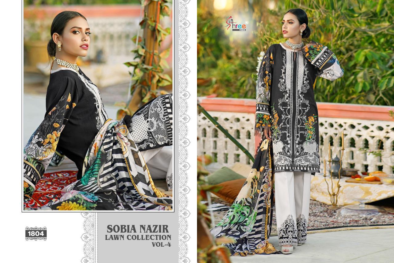 Shree Sobia Nazir Lawn Collection 4 Lawn Cotton Embroidery Pakistani Salwar Kameez Collection
