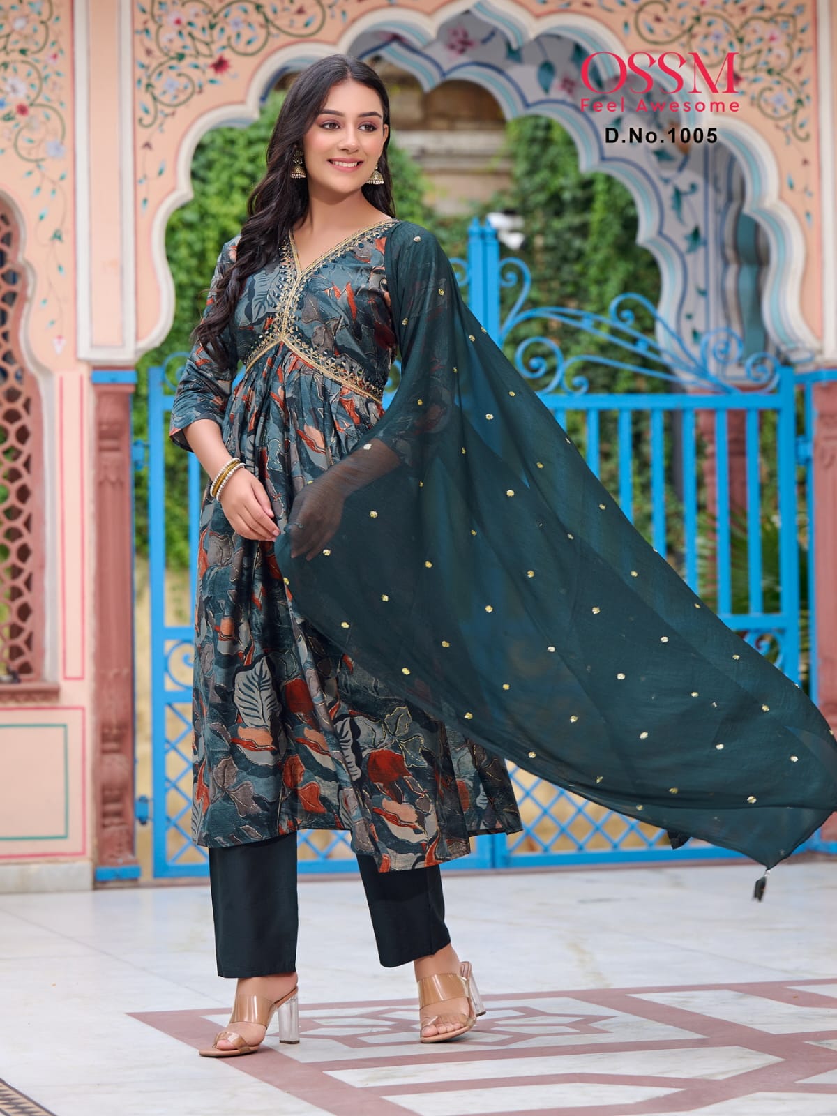 Ossm Resham Vol 10 Alia Cut Chanderi Kurti Bottom With Dupatta

