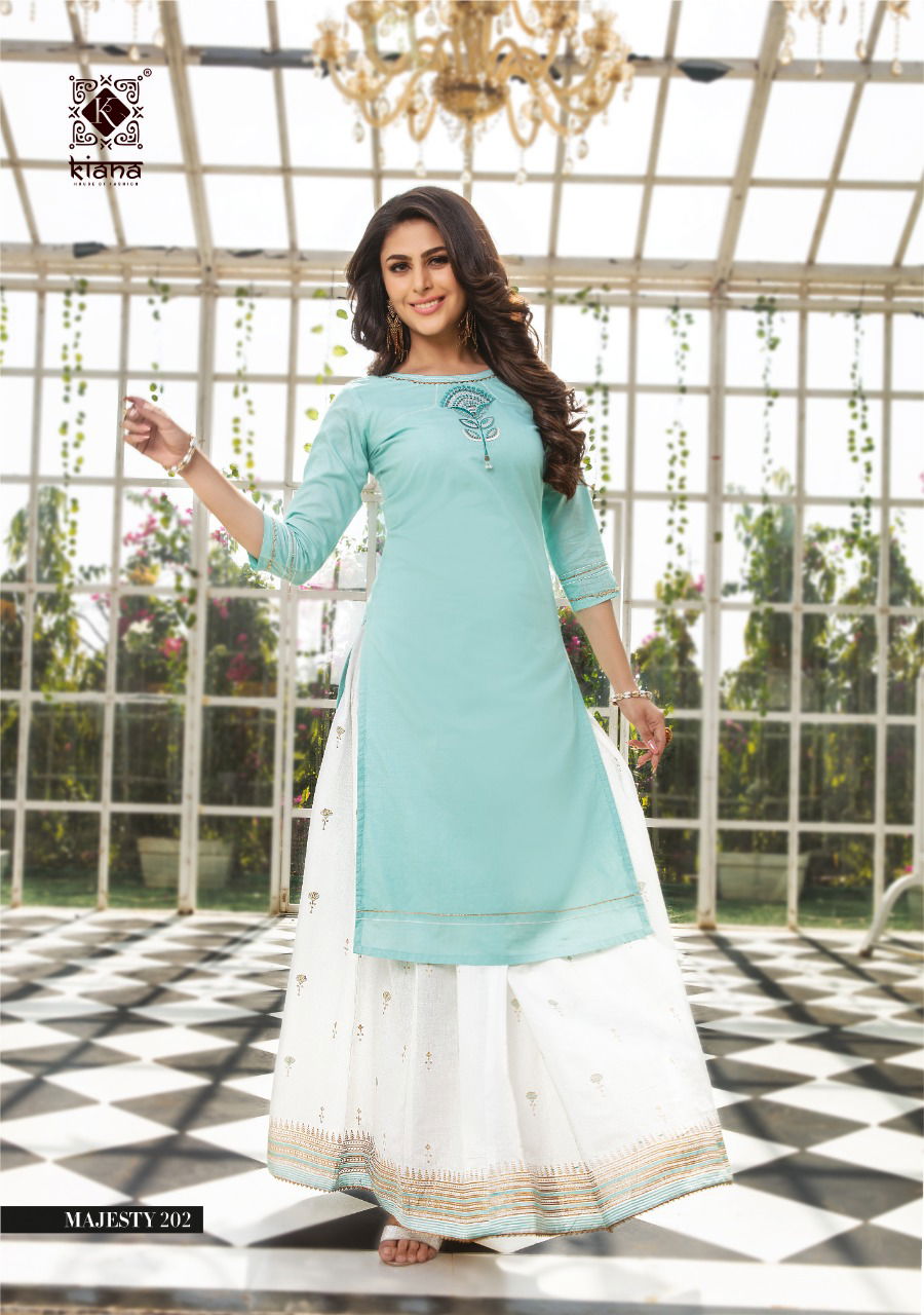 Kiana Majesty Viscose Latesty fancy Designer Ethnic Wear Viscose Kurti With Bottom Collection
